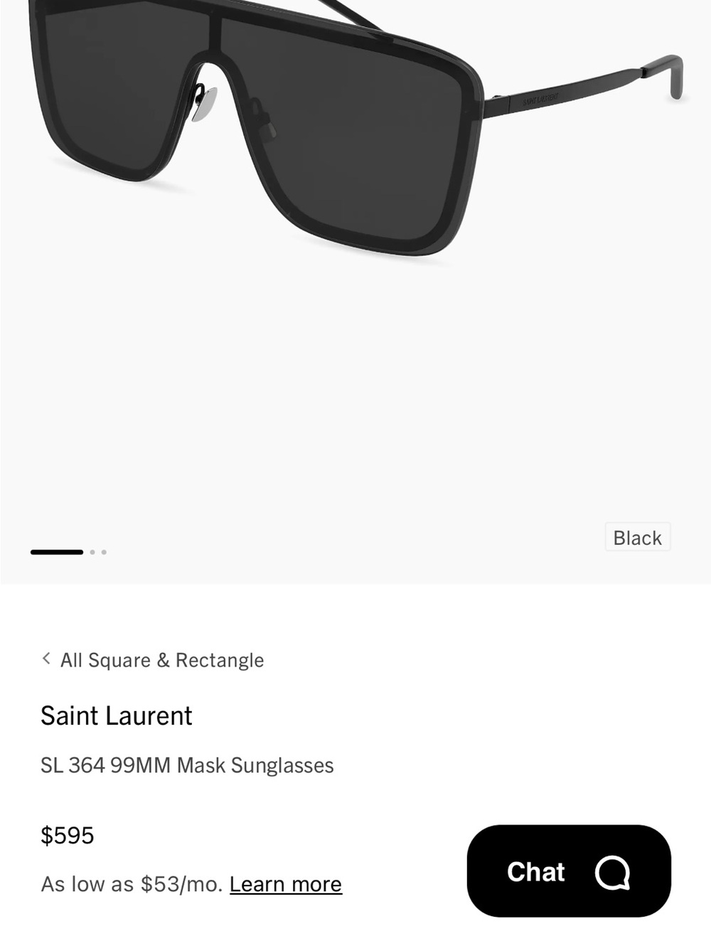 Saint Laurent Black Shield Mask Sunglasses
